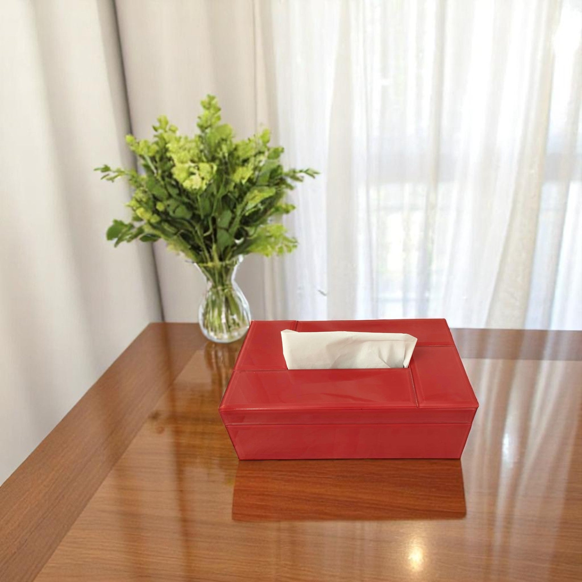 Red Glass Decorative Tissue Box